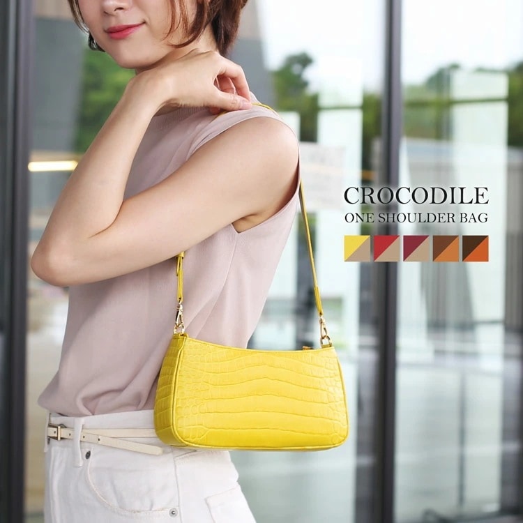 ナイルクロコダイル ミニバッグ マット加工 レディース バイカラー 本革 ナイル クロコダイル ワンショルダーバッグ ハンドバッグ わに革 鰐革 フォーマル 手持ち 手提げ おしゃれ 薄い スリム 軽
