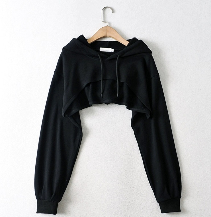 ショート丈 パーカー ゆるっと トレーナー フーディー ミニ丈 長袖 ストレート ワイド フード付き 伸縮性 プルオーバー UVカット シンプル カジュアル おしゃれ かっこいい レトロ ラフ