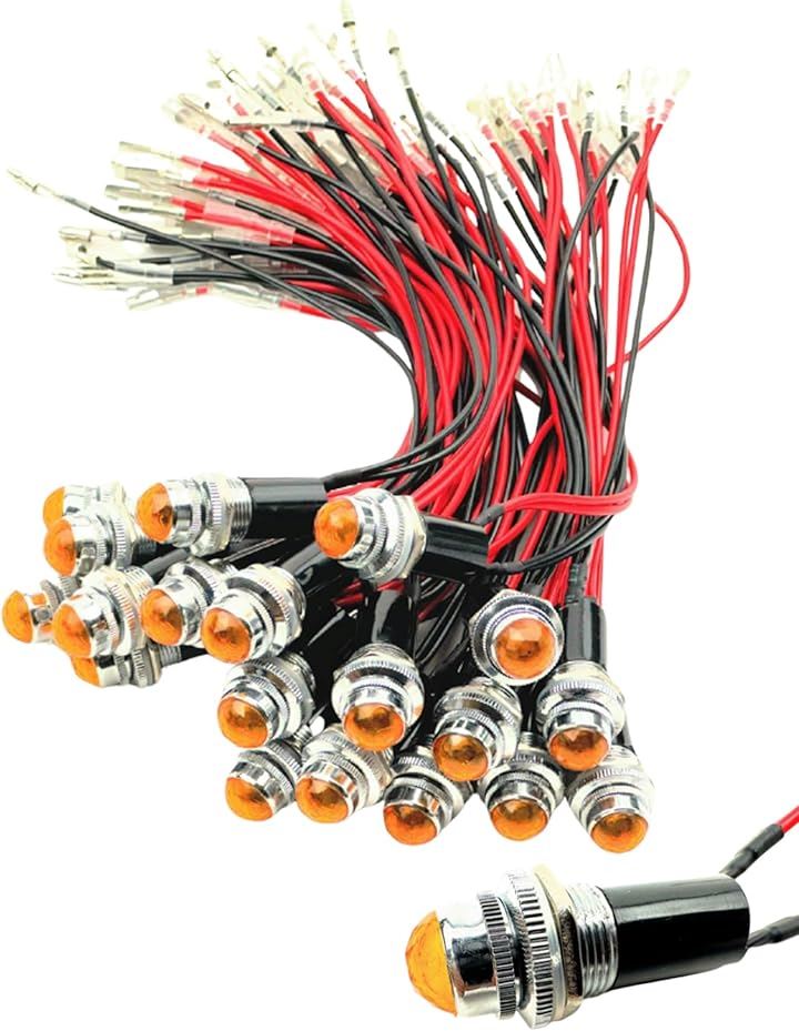 LEDパイロットランプ ダイヤカット LED埋め込み式 24V 16mm 16φ(アンバー, 20個)