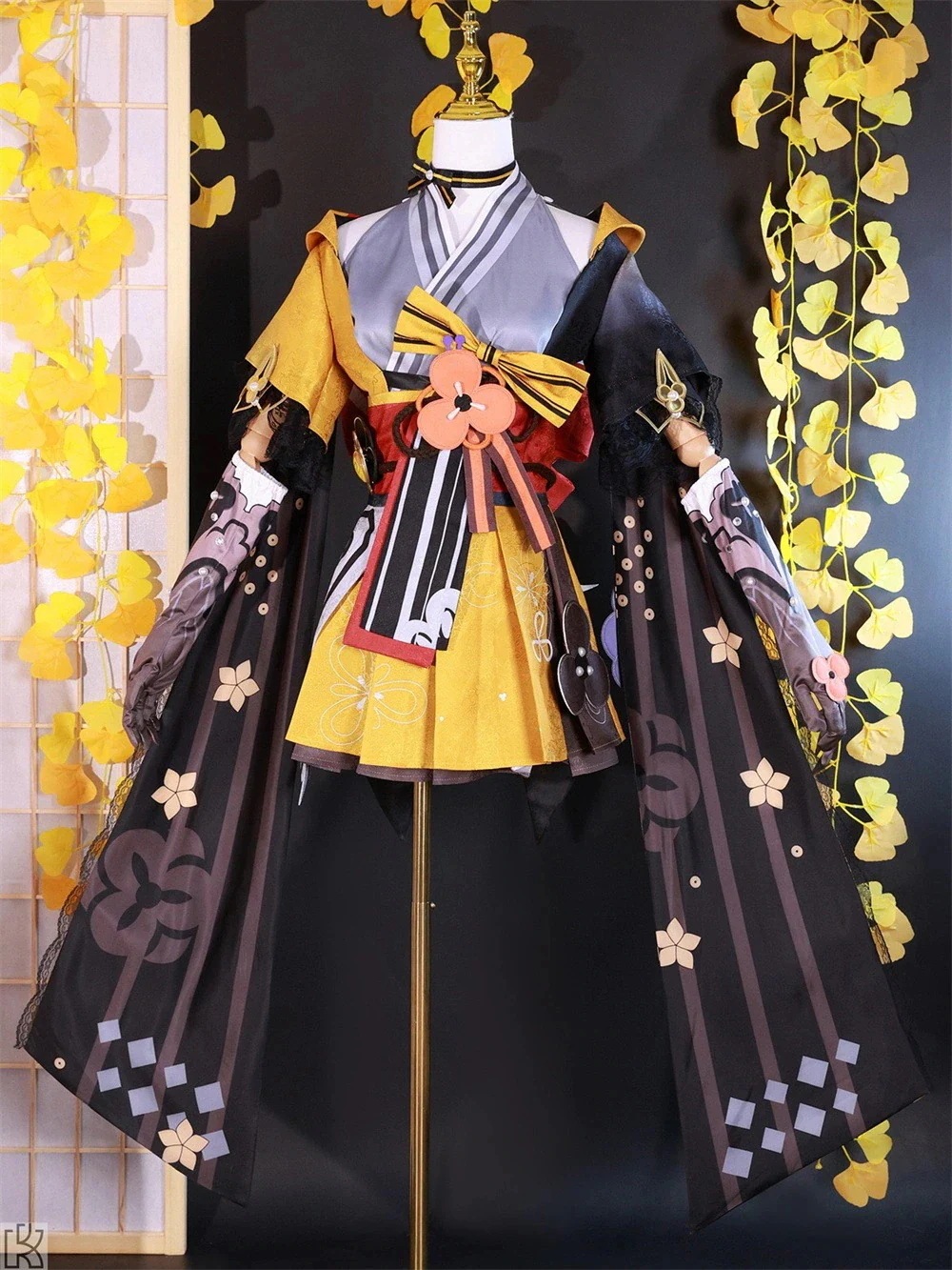 wusuobic[迅速な出荷]原神 千織 コスプレ衣装 稲妻 和風 ちおり Genshin コスチューム服 仮装 全セット イベント ハロウィン クリスマス 文化祭 変身 ステージ服