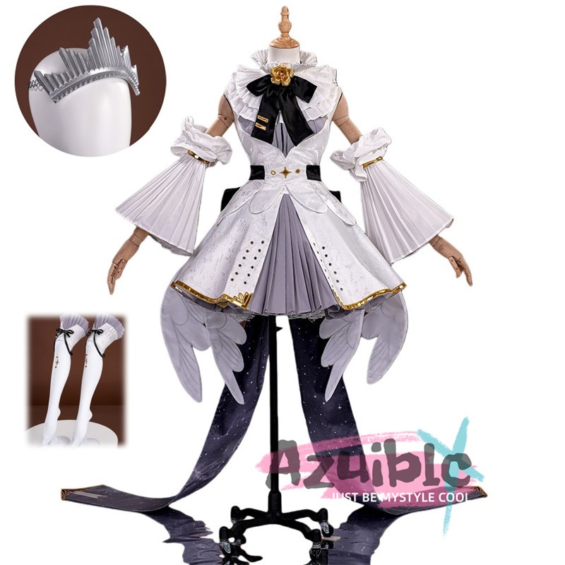 【Azuiblc】初音ミク 　シンフォニー2025 舞台服　ワンピース　礼服　白色　王冠付き　講演 10th Anniversary　コスプレ衣装