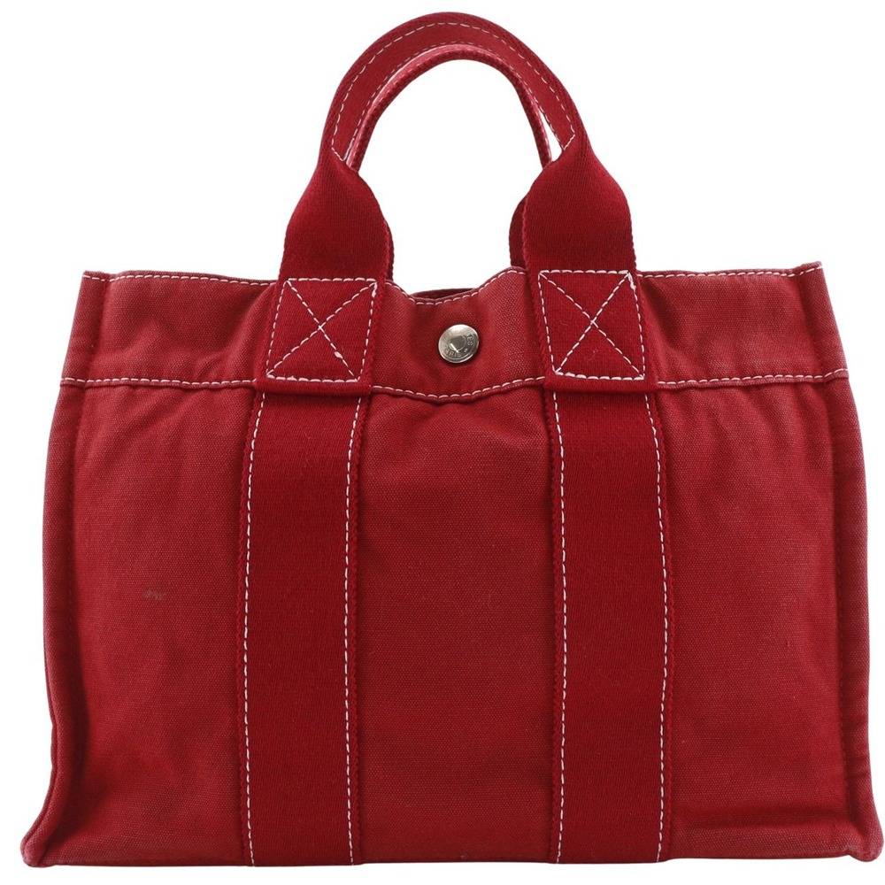 ドーヴィルPM ハンドバッグ キャンバス 赤 レディース 中古品