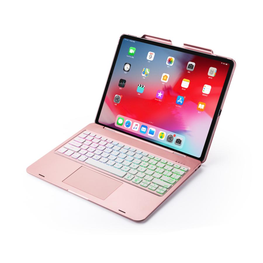12.9インチ iPadPro 第3世代用 キーボード付ケース / タッチパッド搭載 LEDバックライト US配列 ローマ字入力