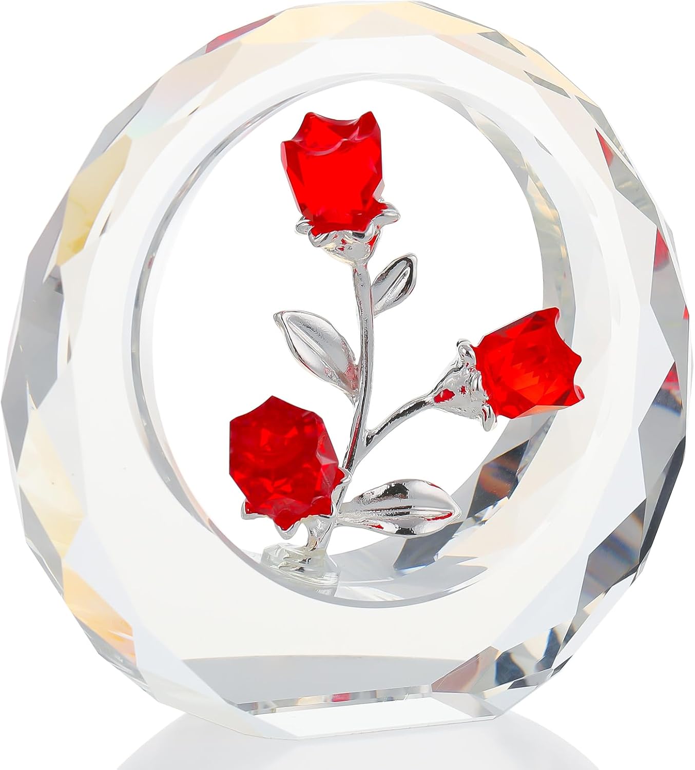 クリスタル レッド ローズ ブロッサム バレンタイン 誕生日 ギフト 女性用 ローズブーケ 置物 ホームオーナメント