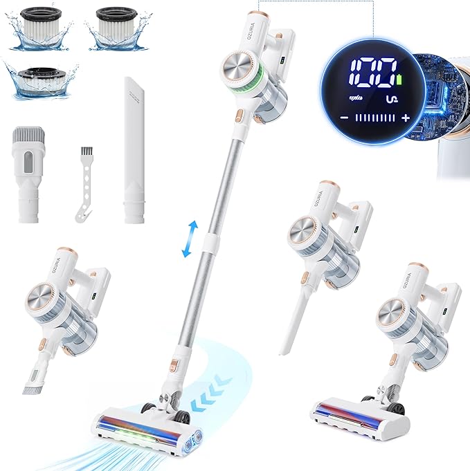 掃除機 コードレス 45000Pa 【業界初 ムードライト登場】 コードレス掃除機 着脱式バッテリー 軽量 3段吸引力 サイクロン掃除機 スティック/ハンディ 2WAY 50分間連続稼働 LEDライト