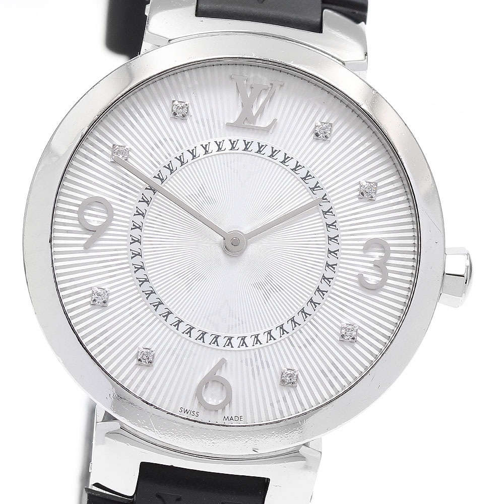 ルイ・ヴィトン LOUIS VUITTON Q13MJ タンブールスリムMM 8Pダイヤ クォーツ レディース 箱・保証書付き_772501【中古】
