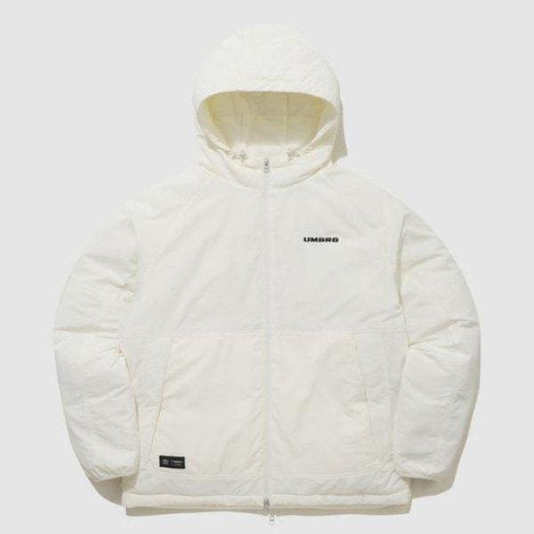 パディングPQA UQ123CPJ16-CRMエッセンシャルプラスフード型パディングジャケット/ CREAM