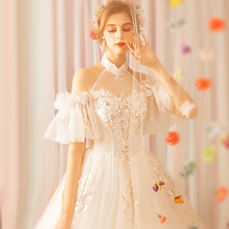 ウエディングドレス 安い ブライダル 結婚式 エンパイア 二次会 ウェディングドレス 袖あり ロングドレス 花嫁ドレス パーティードレス 披露宴 大きいサイズ