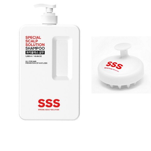 頭皮 シャンプーマッサージ ブラシ 1本 + 知性ジール性 弱酸性 脱毛緩和シャンプー 1350ml