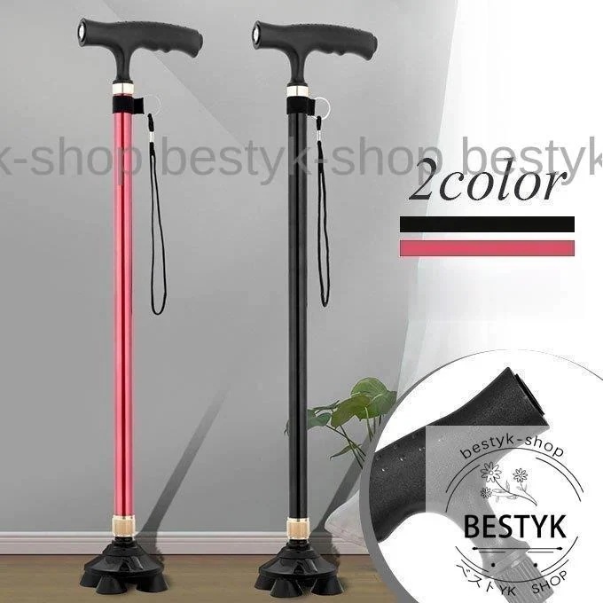 新作 4点足杖ステッキ 折りたたみ 軽量 つえ 介護 おしゃれ 女性用 男性用 自立式 伸縮式 高齢者 敬老の日 プレゼント 携帯 歩行支援