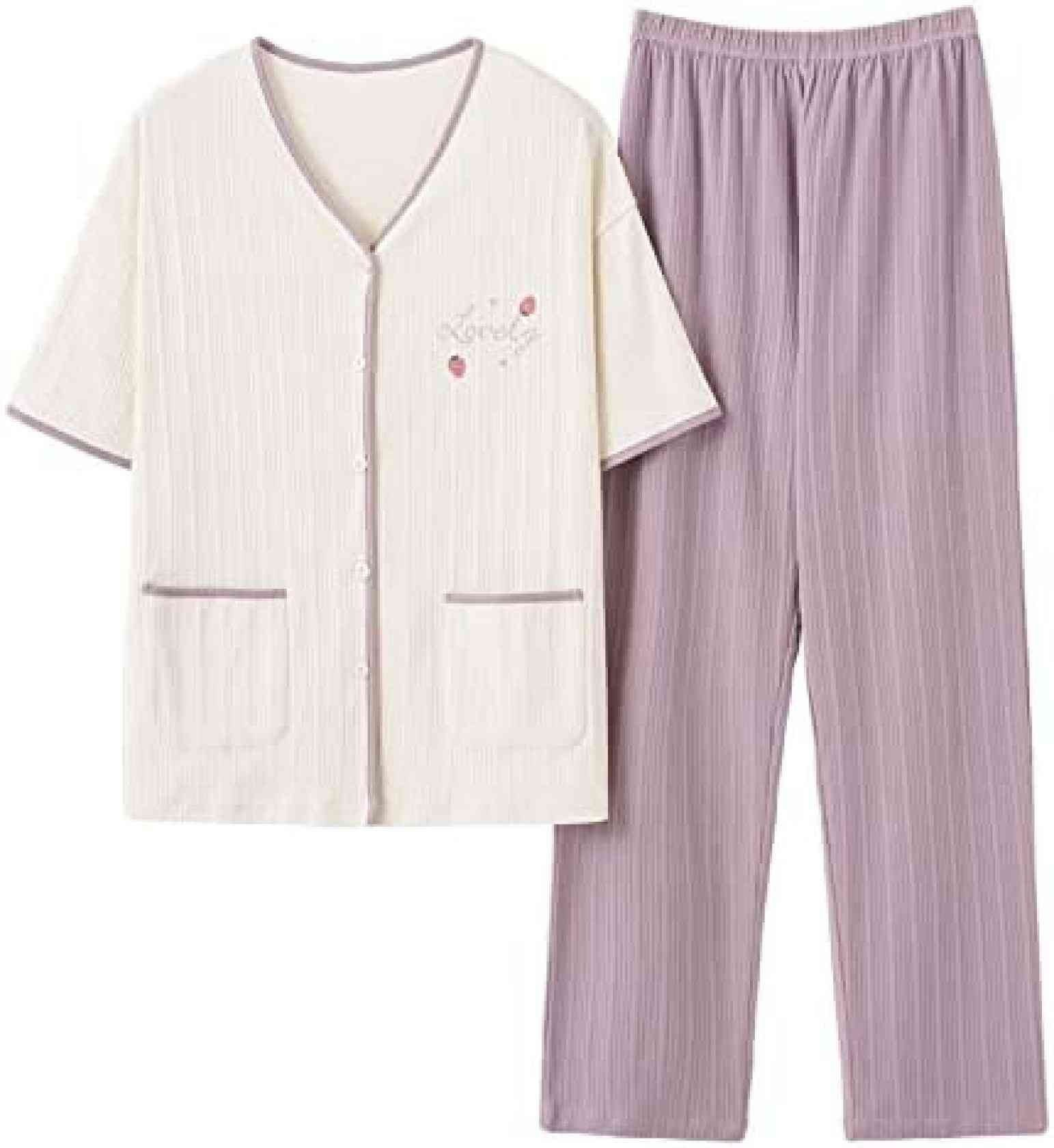 女性 パジャマ パジャマ レディース 上下セット 半袖 ルームウエア 夏 半袖 ショートパンツ 部屋着 Vネック 寝間着 ルーズ カジュアル ホーム服