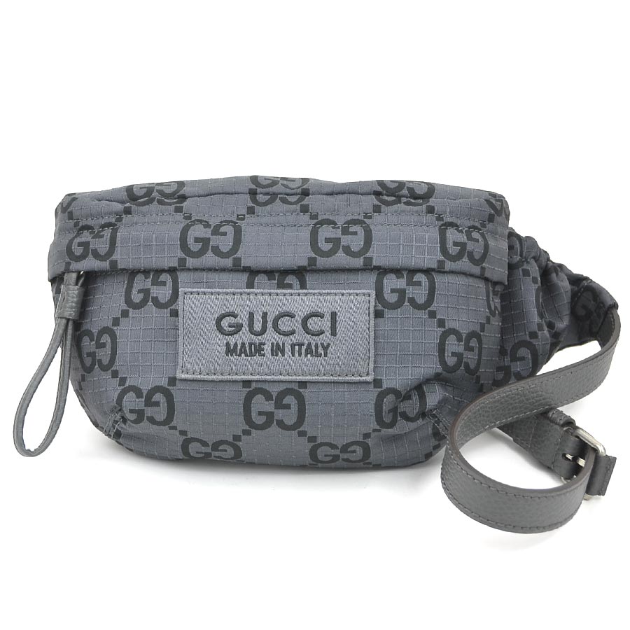 グッチ GUCCI ボディバッグ ベルトバッグ ナイロン/レザー グレー/ブラック シルバー メンズ 767934 e60833a