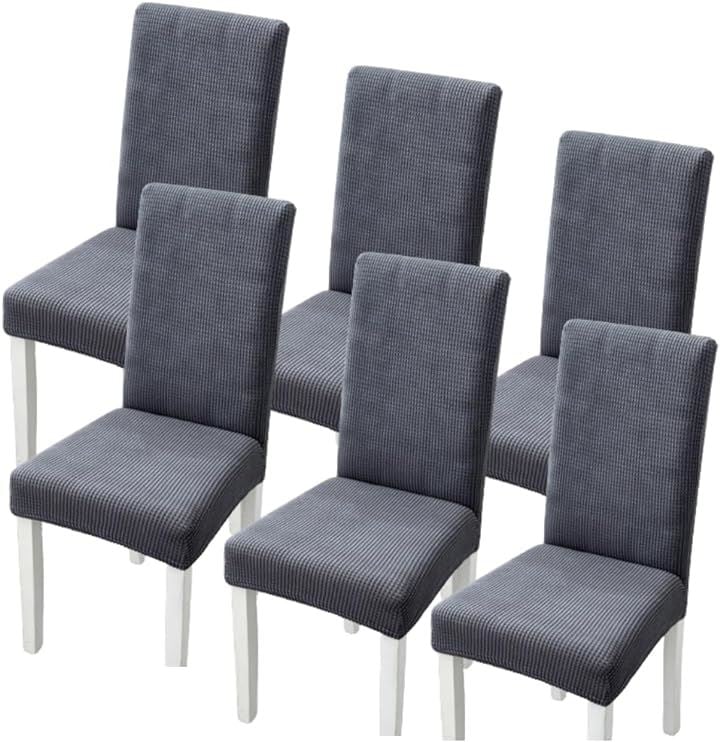 椅子カバー チェアカバー 背もたれあり 伸縮 洗える ノーアイロン 取り外し可能 無地 オフィス 家庭 ホテル レストラン Ｈx６枚(ダークグレー, Ｈx６枚)