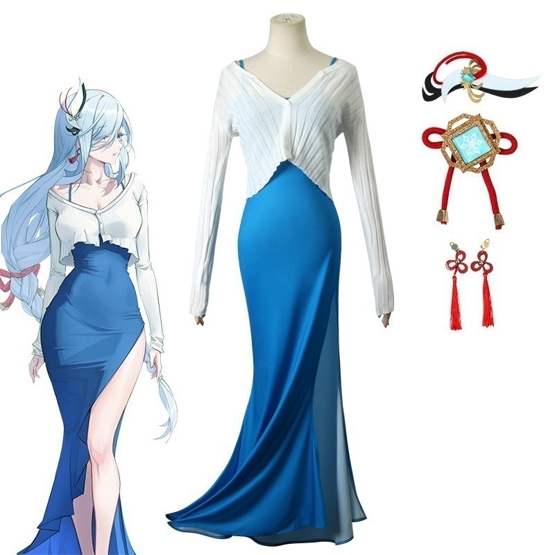 【人気爆売れ】元神申鶴cos コスプレ コスチュームゲームアニメコスプレ服ドレスドレスドレスストラップドレスニットカーディガンセットレディース