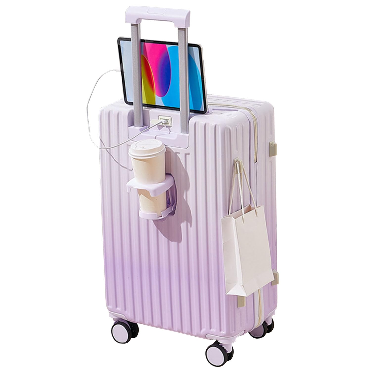 [BagRyo] 大型キャリーケース 3段階調整 360回転 静音キャス タースーツケース 軽量 多機能 USB充電口 側面フック カップボルダー 耐衝撃 人気 旅行 ビジネス 出張 お出かけ 可愛