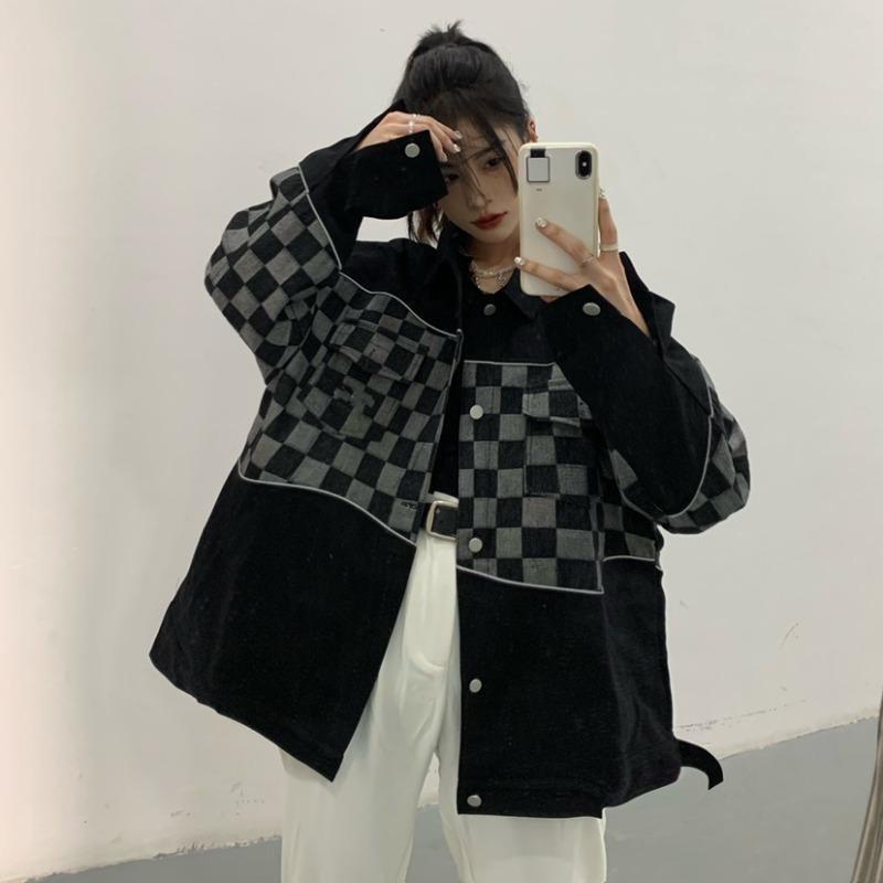 チェックジャケット ブラック アウター ブルゾン ジャケット スリム 細身 ストレート スマート 5,375円