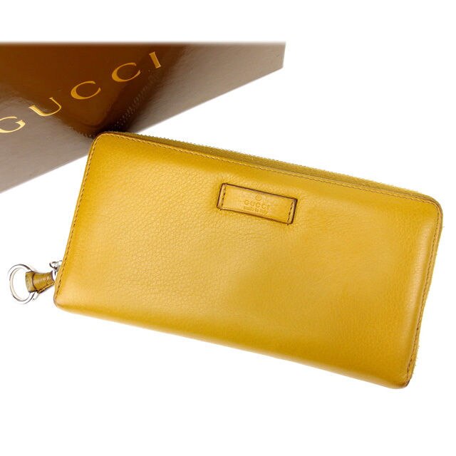 長財布 ラウンドファスナー イエロー 中古