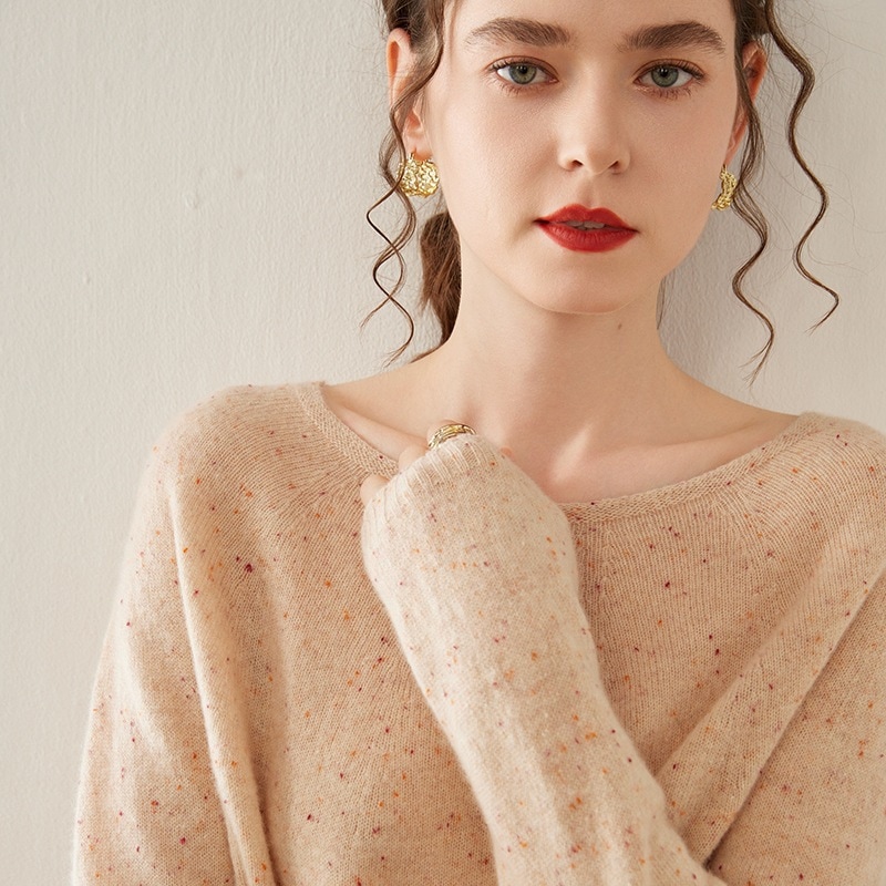 モチモチ雲! アイデアの糸のゆったりとした丸首のカシミヤのシャツはだらだらしています