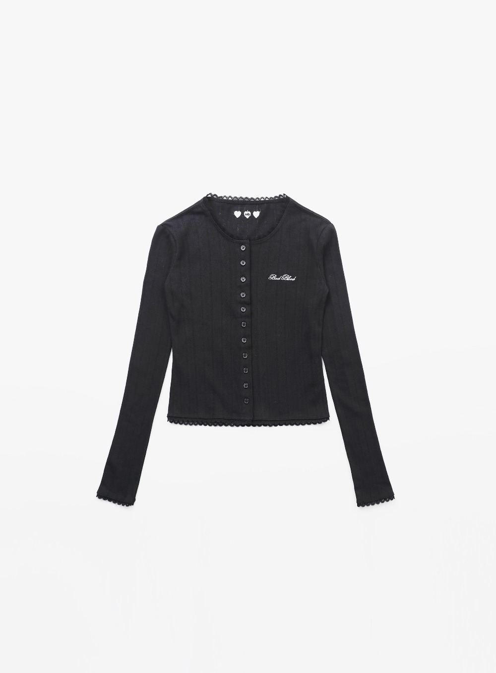 【BADBLOOD】 CLASSIC LOGO POINTEL CREWNECK CARDIGAN : BLACK