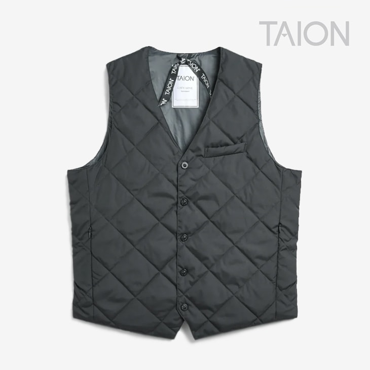 シティ Vネック ダウン ジレ/ダークチャコール（003HCI）