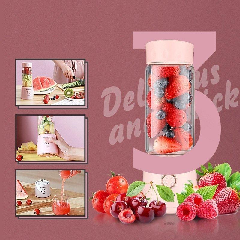 短納期[値引き中]ポータブルジューサースムージーとシェイク用の400 ML Usb充電式パーソナルミキサー6つのブレードを備えたミニブレンダー