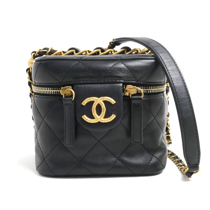 CHANEL シャネル マトラッセ スモール バニティ チェーンショルダー ショルダーバッグ ブラック AS3228 レディース 中古 美品