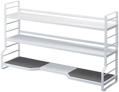 色：ホワイト 山崎実業(Yamazaki) コンロ奥ラック 3段 ホワイト 約W79XD20.5XH