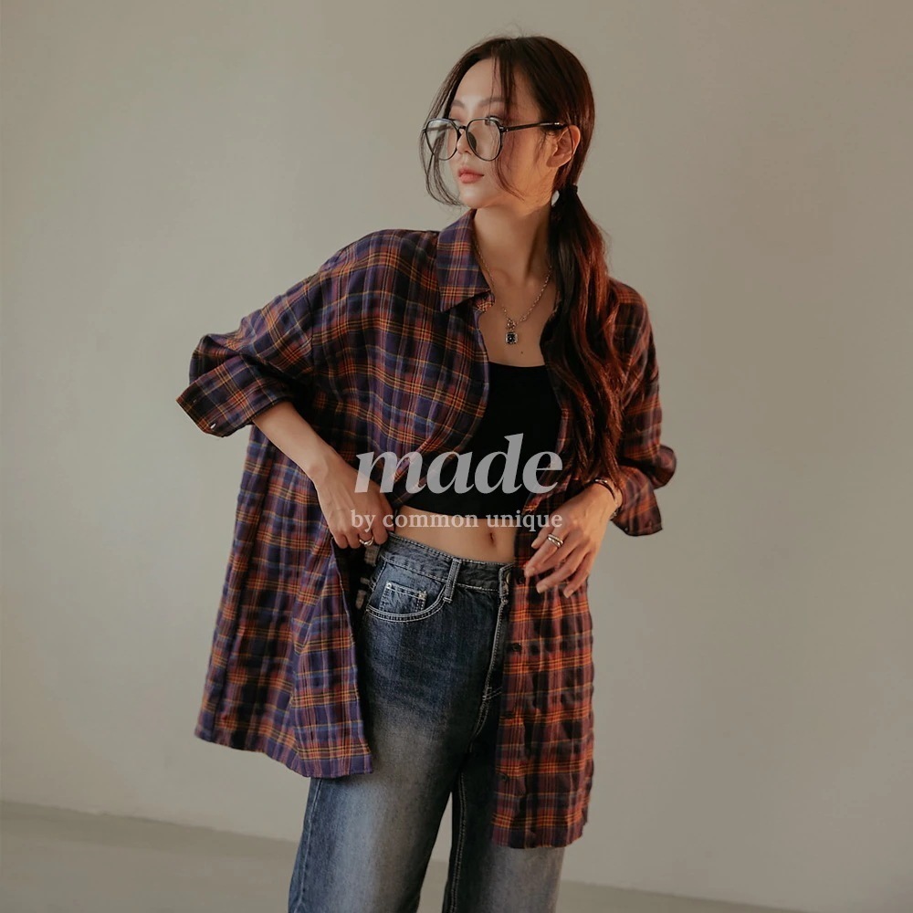 オーバーサイズチェック柄シャツWITH CELEBRITY _ Go Won-hee