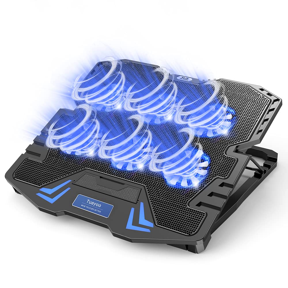 即日発送 『Tuayoo新登場・強冷 冷却ファン』ノートパソコン冷却パッド 冷却台 6つ冷却ファン搭載 5段階高度調整 風量調節可 ノートPCクーラー 大風量・低騒音 ２つUSBポート付 メタルメッシ