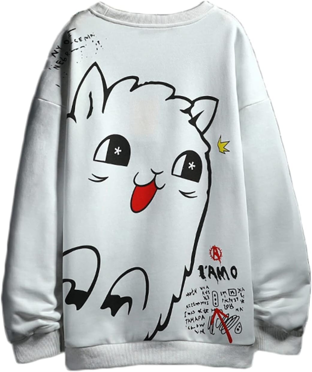 パーカー トレーナー メンズ レディース クラシック ねこ柄 長袖シャツ カジュアル クール 丈長め ビッグシルエット ラウンドネック 体型パカー トップス プルオーバー 流行し 通気性 ペアルック