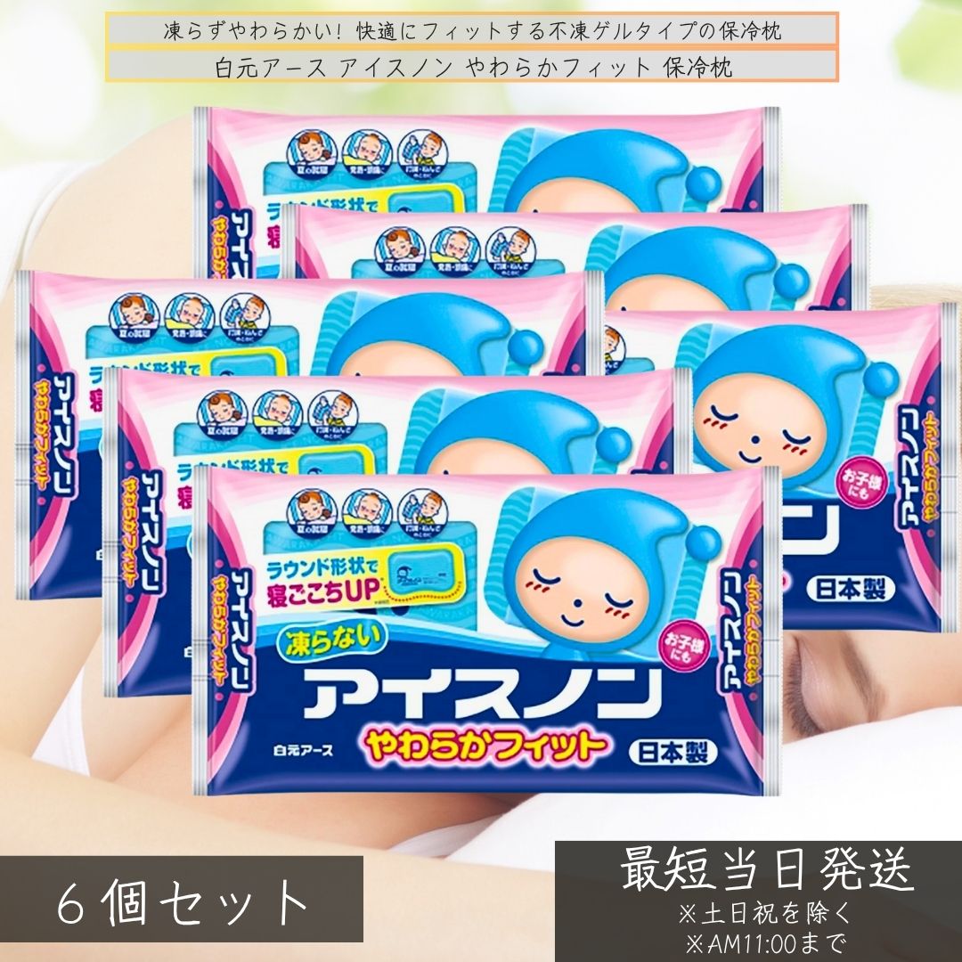 白元アース アイスノン 枕 ×6個セット ひんやりグッズ 熱中症対策 やわらか 保冷剤 不凍ゲル 冷感快眠グッズ 日本製 大人用 保冷枕 子供用 やわらか枕 冷却グッズ アイスノンやわらかフィット 4,980円
