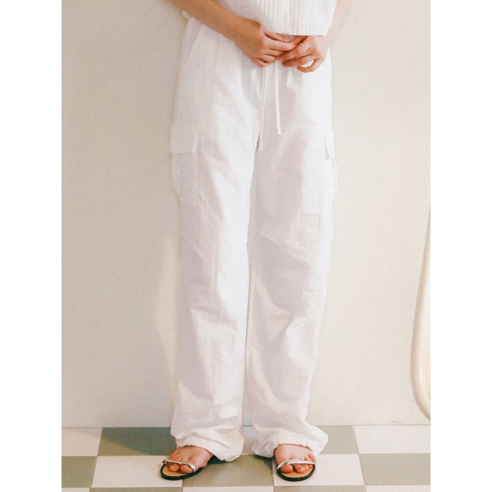 LOSSYROW ストリングカーゴシェアリングジョガーパンツ ホワイト