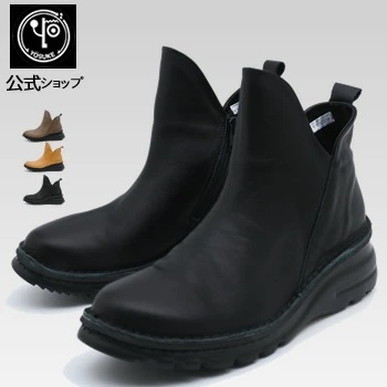 【公式SHOP特典キズ補修液付】 ヨースケ 撥水ソフトレザー ショートブーツ レディース 本革 日本製 歩きやすい 5.5cmヒール