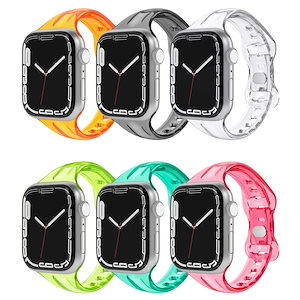 Apple Watch用の透明なソフトシリコンストラップ,Apple Watch用の薄いバンド,サイズ41mm,40mm,38mm,45mm,44mm,iwatchシリーズ7/6/se/5/4/3
