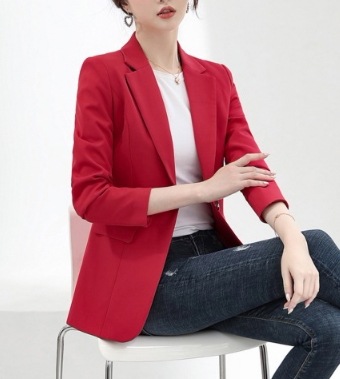 レディース ジャケット アウター 上着 ミドル丈 7分袖 襟付き スリム 細身 スマート ポケット 大人可愛い きれいめ シンプル カジュアル 上品 おしゃれ かっこいい こなれ感 メンズライク