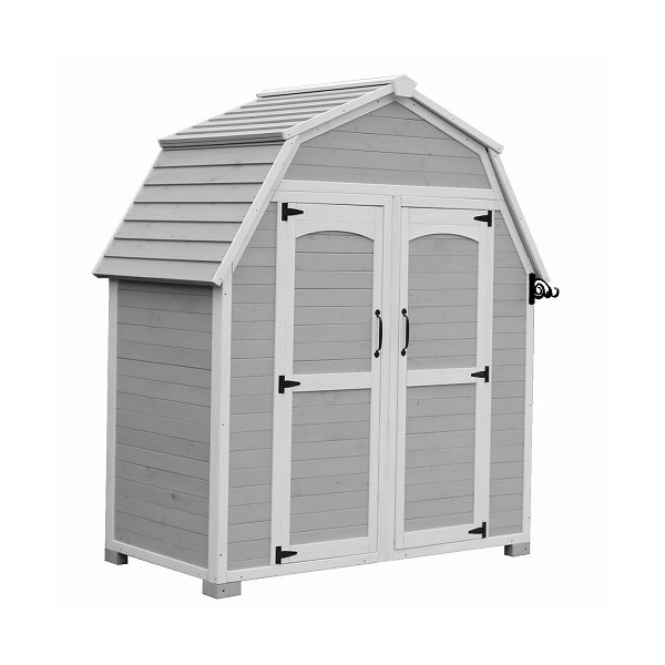 住まいスタイル KGAM-1850GRW ギャンブレル・ルーフ 木製収納庫 グレーホワイト メーカー直送