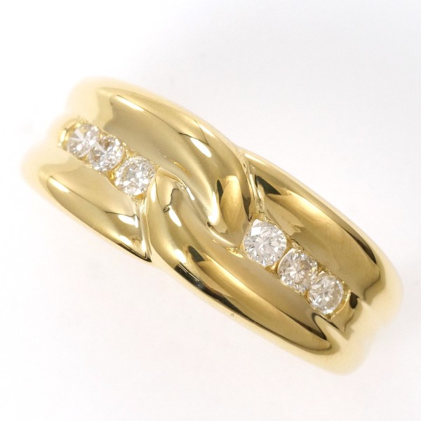 K18 18金 YG リング 指輪 9.5号 ダイヤ 0.24 カード鑑別書 ジュエリー 中古