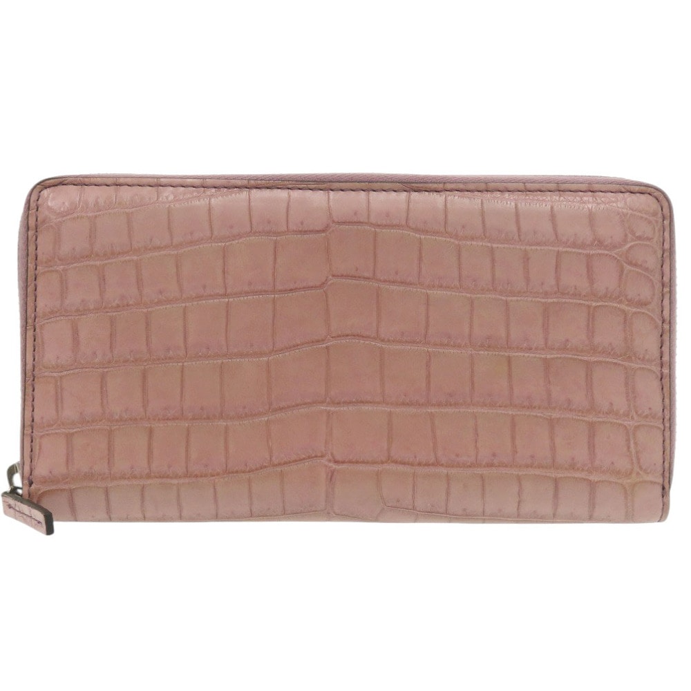 美品 ラウンドファスナー 374850 長財布 マットクロコ パープル 1313【中古】 レディース