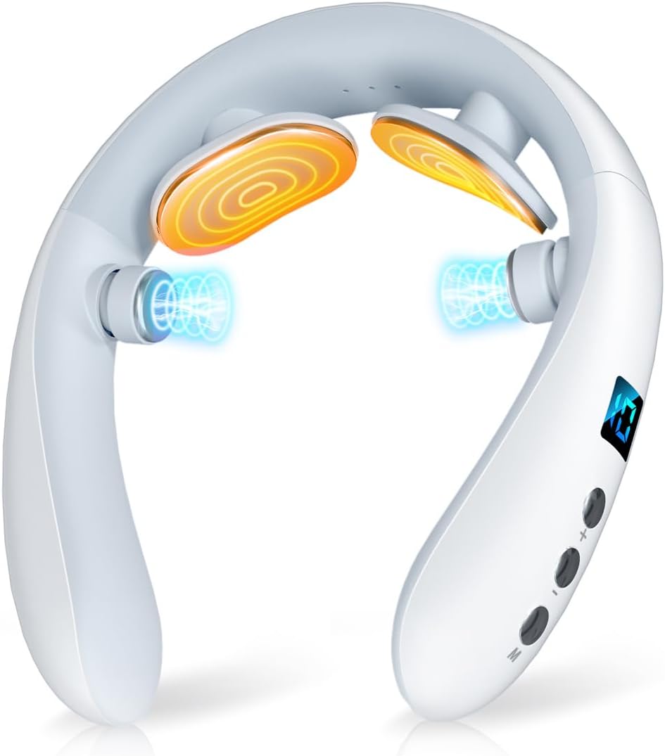 【新登場】 ネックケア 首 リラクゼーション器 EMS & TENSのW効果・加温・振動機能 首元ケア 首元リフレッシュ TYPE-C充電式 静音 軽量 小型 10種類モード 16段階強度調整 自動オ