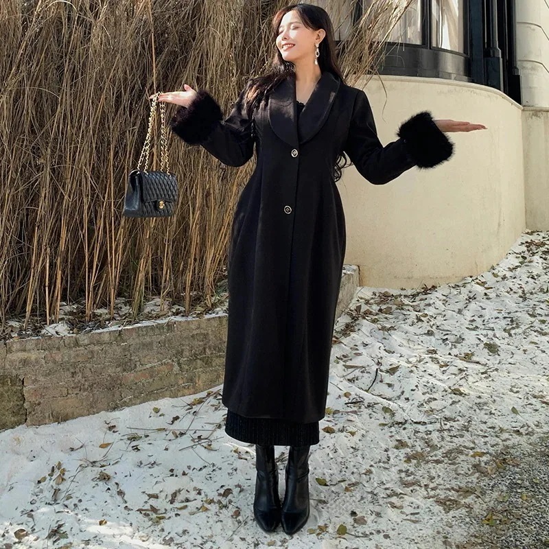 大きいサイズ XL-5XL 高級感 ロング丈 ラジャー アウター 着やせ 秋冬 トレンチコート フォーマル パーティー メガ割