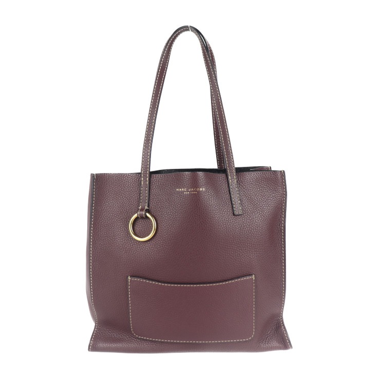 超美品 MARC JACOBS マークジェイコブス トートバッグ M0012566 EWショッパー ザ ボールド グラインド レザー バーガンディ系 ワイン系 ゴールド金具 ポーチ付き ショルダーバッ