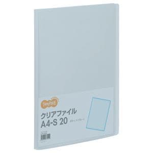 （まとめ） TANOSEE クリアファイル A4タテ 20ポケット 背幅14mm ブルー 1冊 40セット