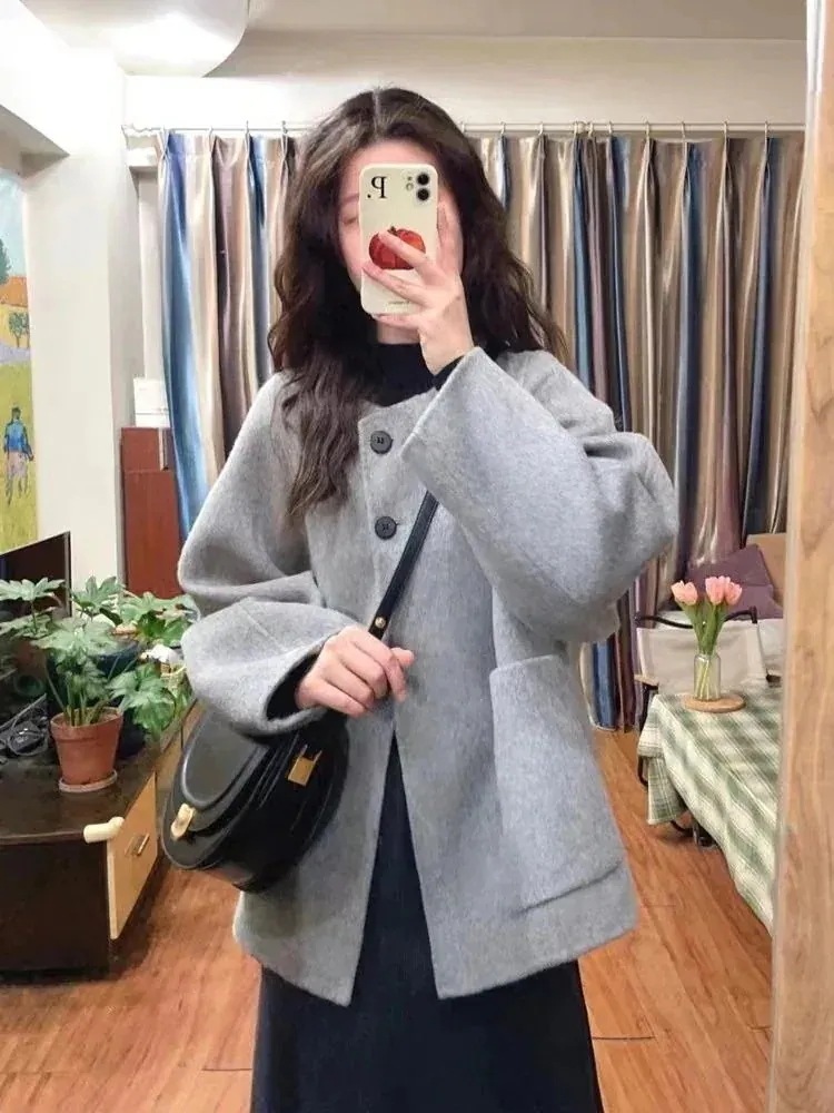 シニア感覚のツイードコート ]本日の商品ツイードコート [高质量 ジャケット コート レディース アウター 上着 25新色無地ルーズヘップバーンスタイル アウター ジャケット コート