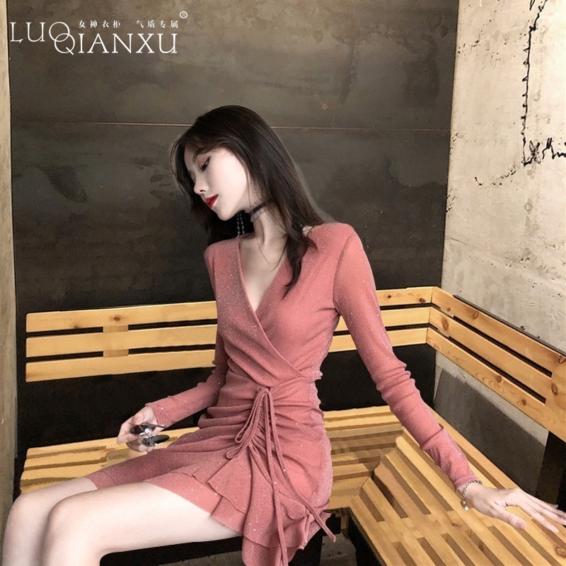2025新型婦人服は縄を引いてセクシーに腰vネック気質を収めてやせています