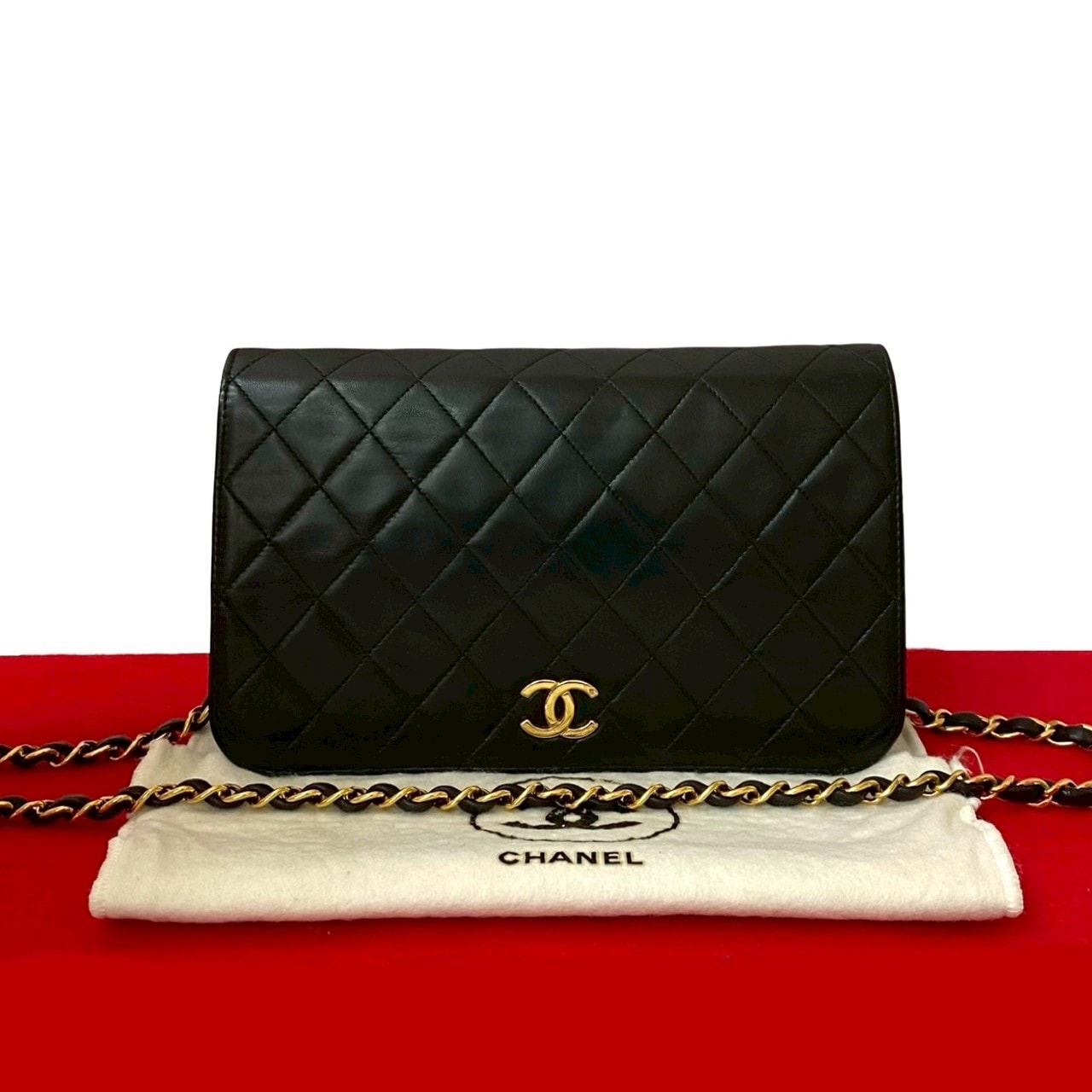 ヴィンテージ マトラッセ ココマークショルダーバッグ ラムスキン ブラック 00068 217,900円