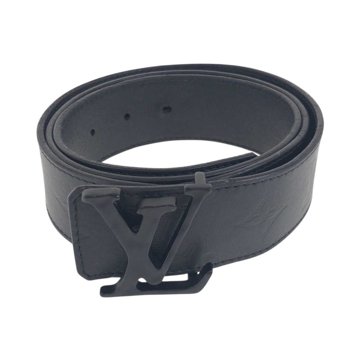 美品 モノグラム シャドウ サンチュール 40インチ/100cm ブラック 黒 レザー M0220 ベルト 男女兼用 メンズ 504816