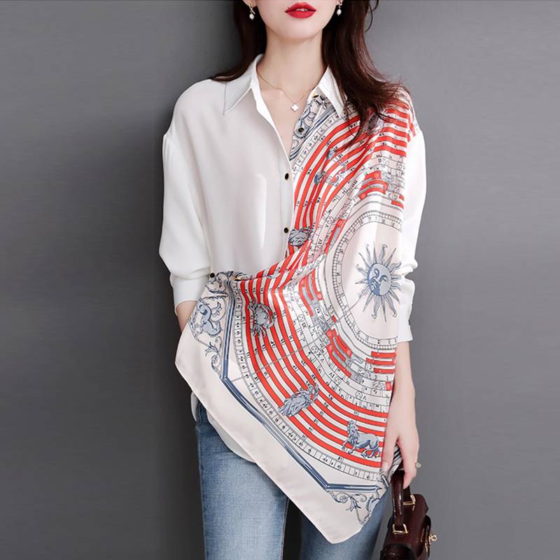 トップス レディース シャツ ブラウス 七分袖 柄 襟付き 個性的 レトロ 春 夏 秋 大人 かわいい 上品 きれいめ お洒落 シンプル カジュアル ナチュラル エレガント 休日 お出かけ 5,653円