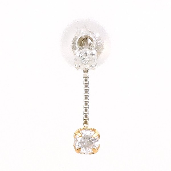 K18 18金 WG PG ピアス(片耳) ダイヤ 0.10 約0.1g ジュエリー 中古