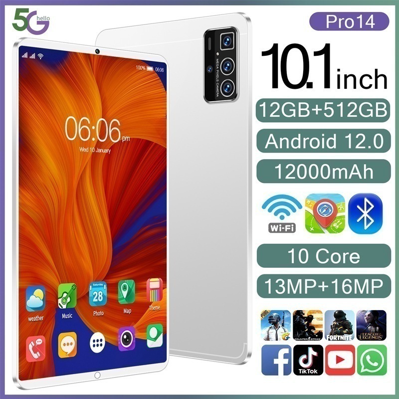 タブレットPC 本体 10.1インチ Pro14 Android12 12GB+512GB 2560*1600解像度 動画視聴 ゲーム 2025新品 プレゼント