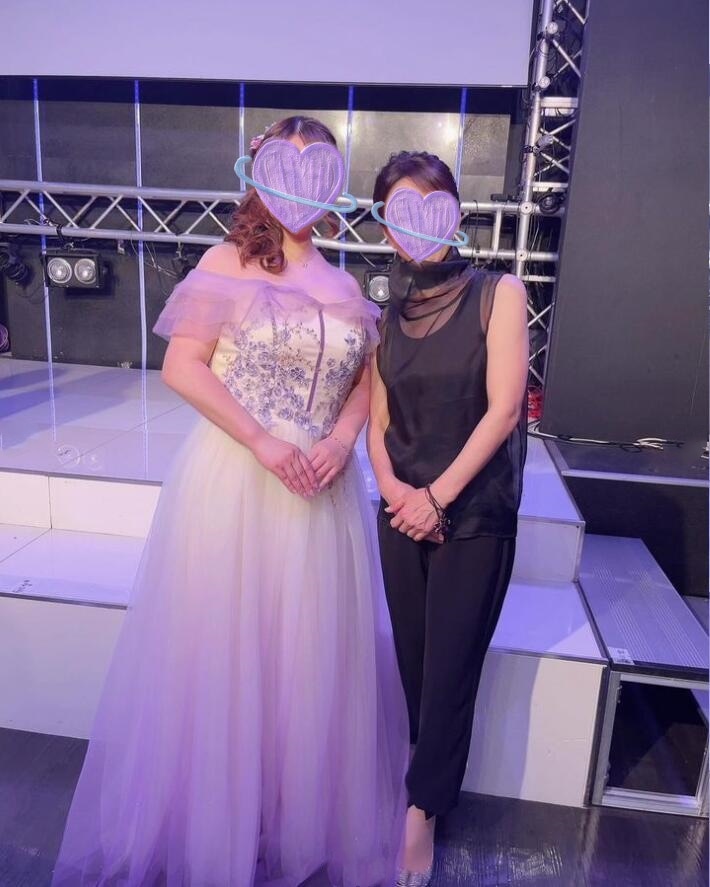 大好評中！パーティードレス パープル オフショルダー 繊細レース ソフトチュール 演奏会/音楽会